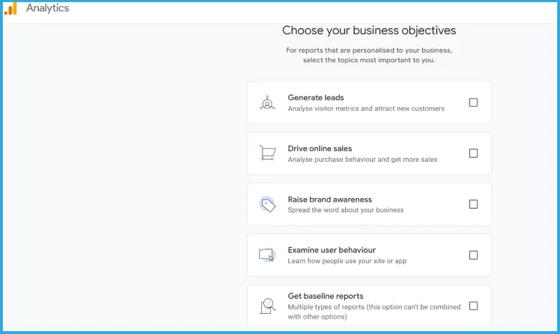 Choose your business objectives Choose your business objectives