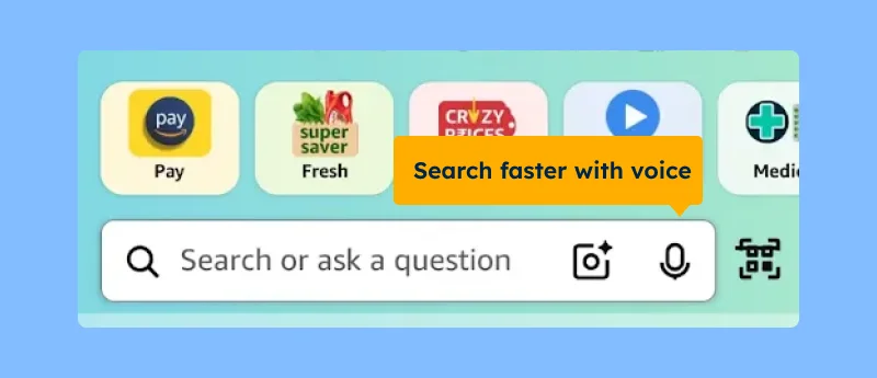 interface of Amazon app