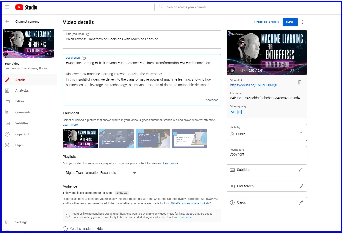 YouTube editor YouTube editor