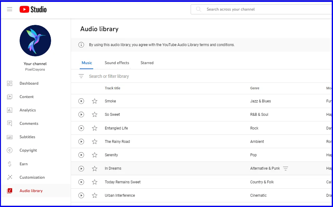 YouTube Studio Audio YouTube Studio Audio
